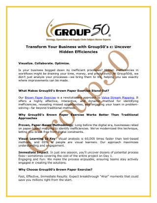Transform Your Business with Group50’s Brown Paper Exercise