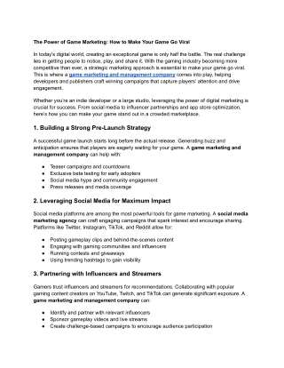 the power of game marketing how to make your game