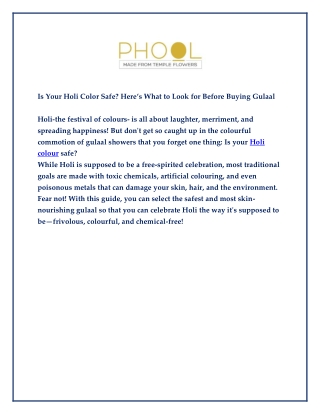 Is Your Holi Color Safe Here’s What to Look for Before Buying Gulaal
