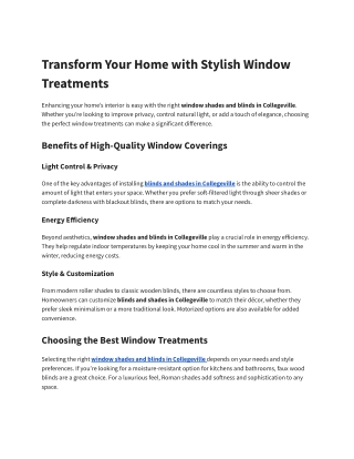 Transform Your Home with Stylish Window Treatments