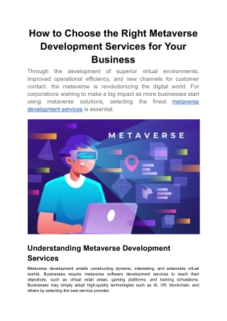 How to Choose the Right Metaverse Development Services for Your Business
