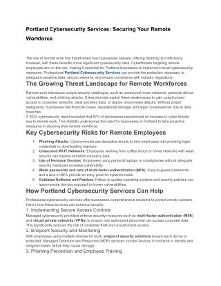 portland cybersecurity services securing your