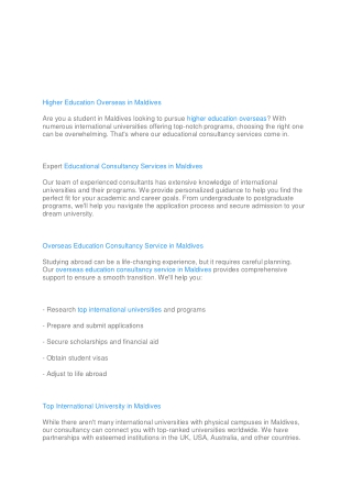 Higher Education Overseas in Maldives