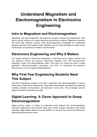 Understand Magnetism and Electromagnetism in Electronics Engineering