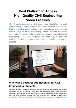 Best Platform to Access High-Quality Civil Engineering Video Lectures