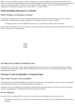 Emergency Lockouts? Here’s How Fast Treasure Coast’s Response Is!