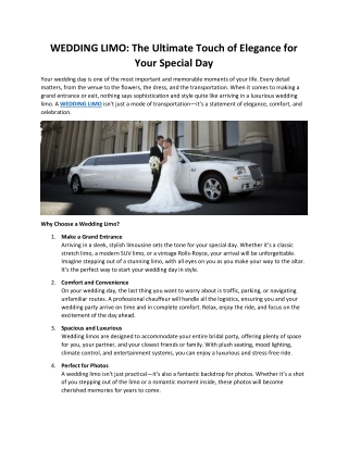 WEDDING LIMO: The Ultimate Touch of Elegance for Your Special Day