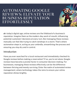 Automating Google Reviews Elevate Your Business Reputation Effortlessly