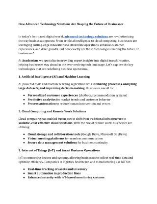 how advanced technology solutions are shaping