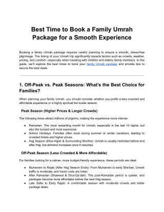 Best Time to Book a Family Umrah Package for a Smooth Experience