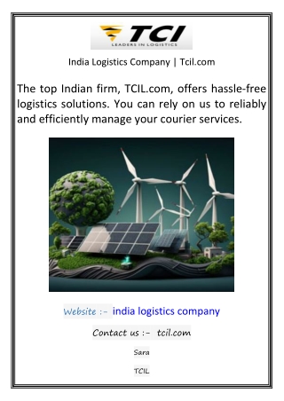 India Logistics Company  Tcil.com