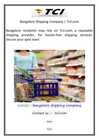 Bangalore Shipping Company  Tcil.com