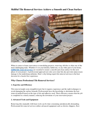 skillful tile removal services achieve a smooth