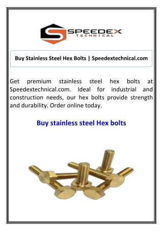 Buy Stainless Steel Hex Bolts Speedextechnical.com