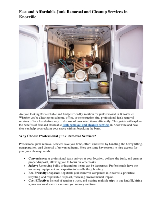 Fast and Affordable Junk Removal and Cleanup Services in Knoxville