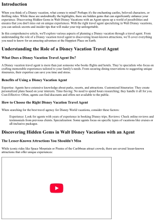 “Discovering Hidden Gems in Walt Disney Vacations with an Agent”