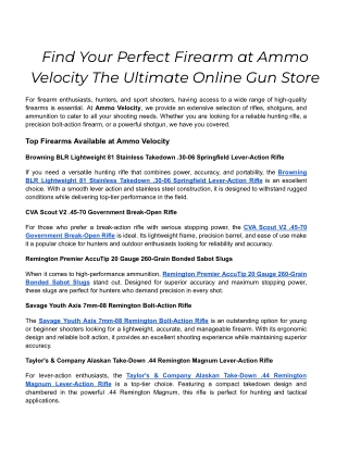 Ammo Velocity The Ultimate Online Gun Store