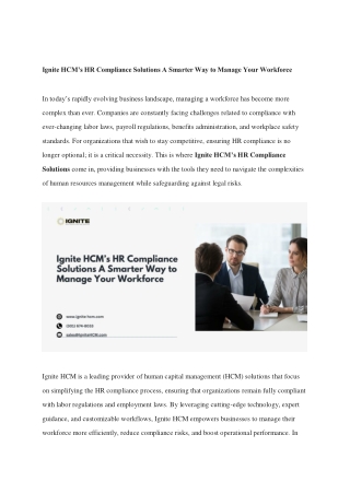Ignite HCM’s HR Compliance Solutions A Smarter Way to Manage Your Workforce