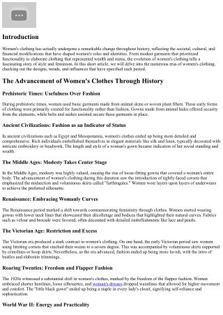 The Development of Women's Clothing Through History