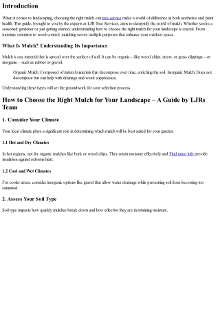 “How to Choose the Right Mulch for Your Landscape – A Guide by LJRs Team”
