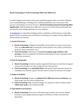 ebook formatting vs print formatting what