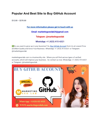 Popular And Best Site to Buy GitHub Account