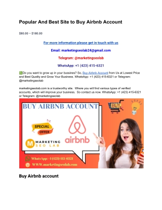 Popular And Best Site to Buy Airbnb Account