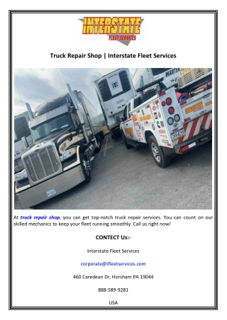 Truck Repair Shop  Interstate Fleet Services