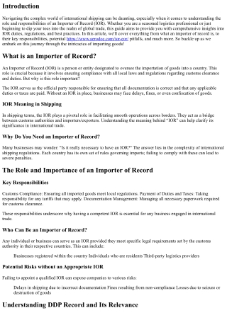 The Ultimate Guide to Importer of Record Responsibilities