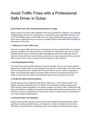 Avoid Traffic Fines with a Professional Safe Driver in Dubai (1)