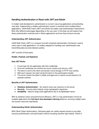 Handling Authentication in React with JWT and OAuth