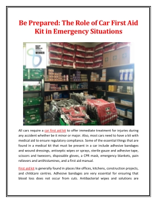 Be Prepared The Role of Car First Aid Kit in Emergency Situations