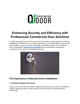 Professional Fire Door Installations for Business Safety
