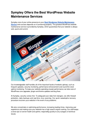 Sympley Offers the Best WordPress Website Maintenance Services