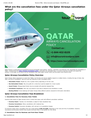 What are the cancellation fees under the Qatar Airways cancellation policy?