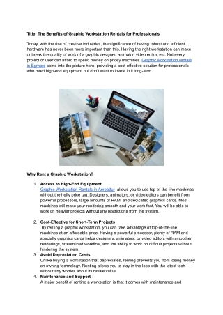 title the benefits of graphic workstation rentals
