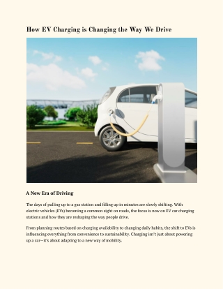 how ev charging is changing the way we drive