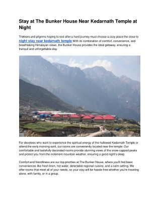 Stay at The Bunker House Near Kedarnath Temple at Night