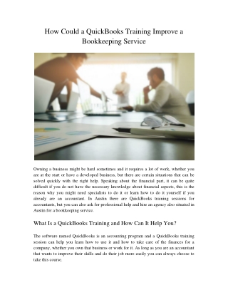 how could a quickbooks training improve