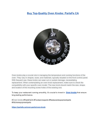 Buy Top-Quality Oven Knobs_ PartsFe CA
