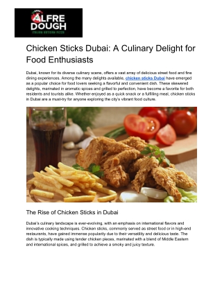 Chicken Sticks Dubai_ A Culinary Delight for Food Enthusiasts