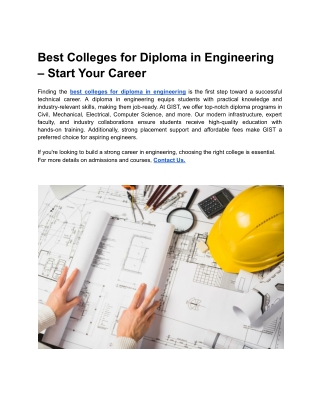 best colleges for diploma in engineering start