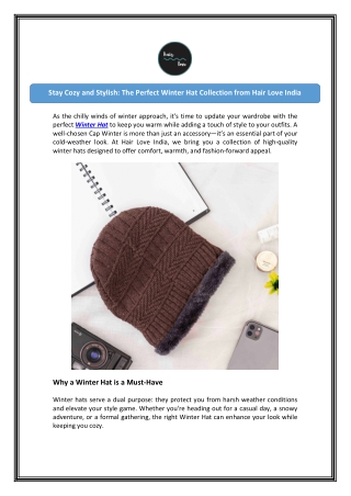 Shop Winter Hat – Stay Warm and Stylish with Winter Hats