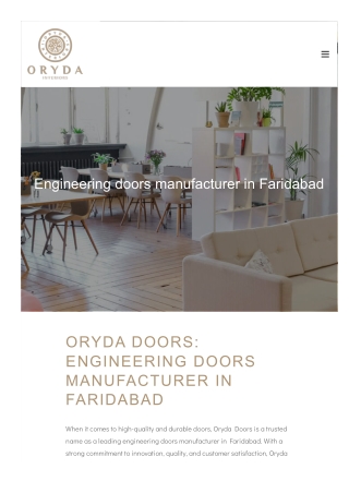 Engineered for Strength: Faridabad’s Best Engineering Door Manufacturer