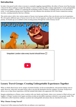 “Luxury Travel Groups: Creating Unforgettable Experiences Together”