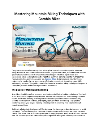 Mastering Mountain Biking Techniques with Cambio Bikes