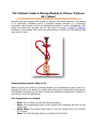 The Ultimate Guide to Buying Hookah in Ottawa: Embrace the Culture!