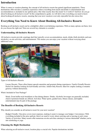 “Everything You Need to Know About Booking All-Inclusive Resorts”