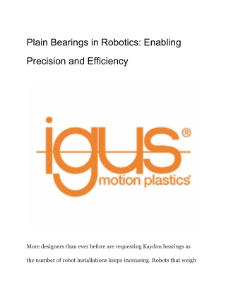 Plain Bearings in Robotics_ Enabling Precision and Efficiency