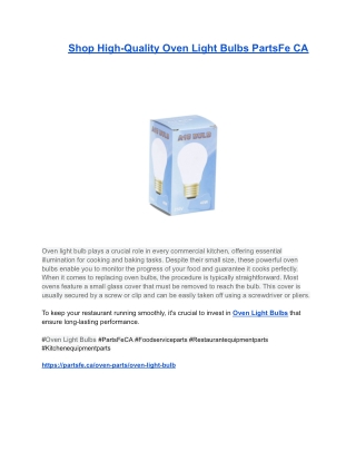 Shop High-Quality Oven Light Bulbs PartsFe CA